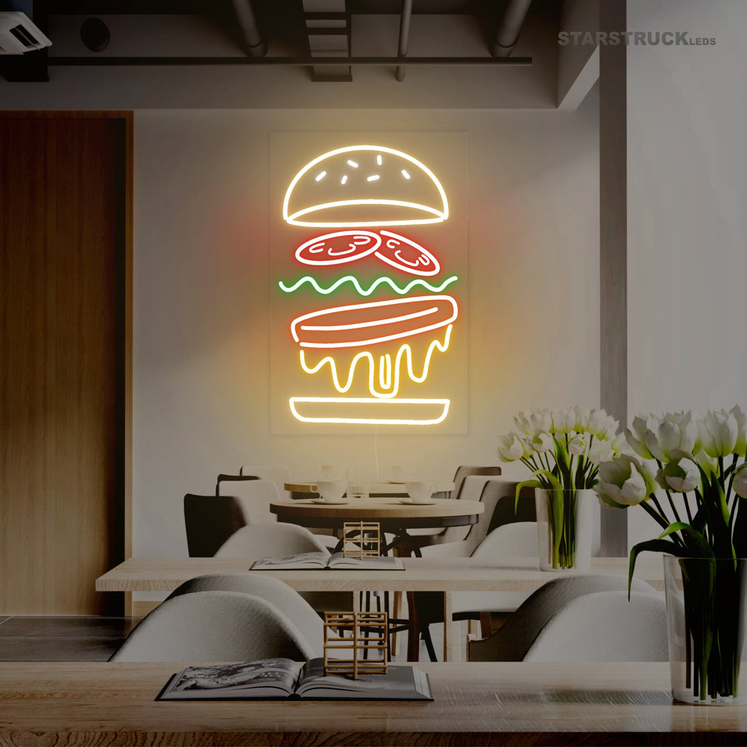 Floating Burger - Neon Sign - Starstruck Leds
